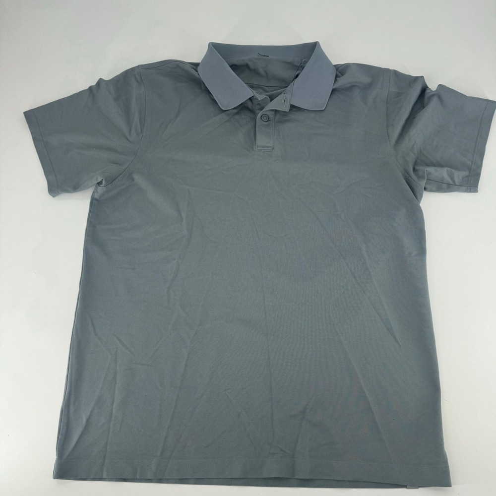 Lululemon Evolution Polo Shirt Mens Gray Blue Short Sleeve Pique Golf Top